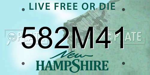 582M41 New Hampshire License Plate