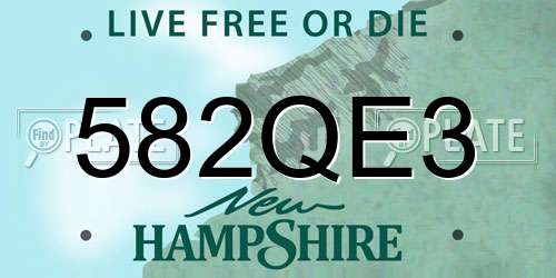 582QE3 New Hampshire License Plate