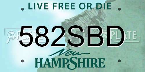 582SBD New Hampshire License Plate
