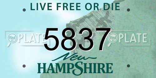5837 New Hampshire License Plate
