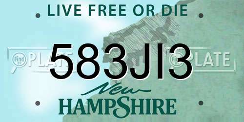 583JI3 New Hampshire License Plate