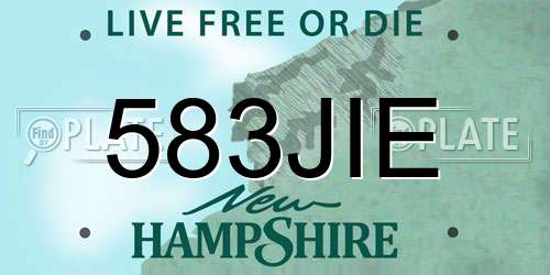 583JIE New Hampshire License Plate