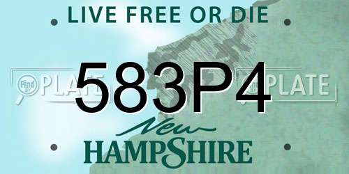 583P4 New Hampshire License Plate