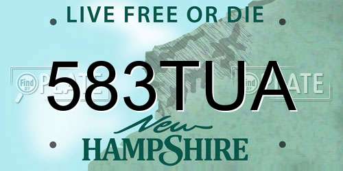 583TUA New Hampshire License Plate