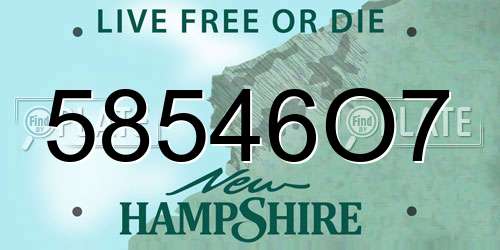 58546O7 New Hampshire License Plate