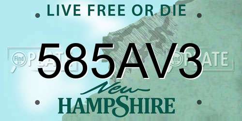 585AV3 New Hampshire License Plate