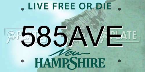 585AVE New Hampshire License Plate