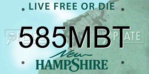 585MBT New Hampshire License Plate