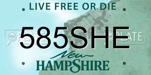 585SHE New Hampshire License Plate