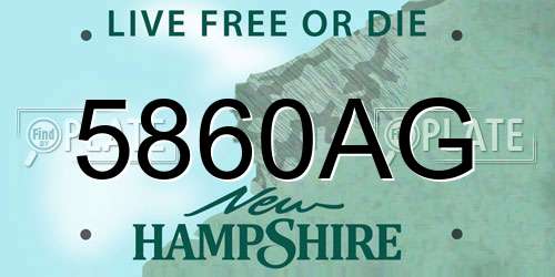 5860AG New Hampshire License Plate