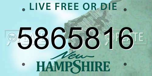 5865816 New Hampshire License Plate