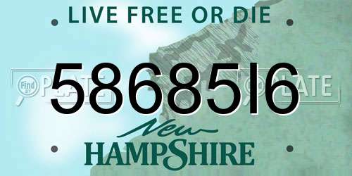 58685I6 New Hampshire License Plate