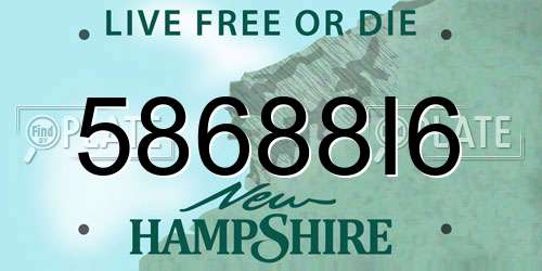 58688I6 New Hampshire License Plate
