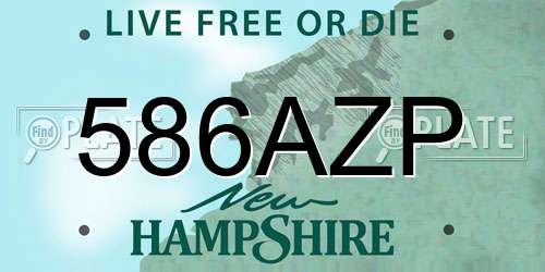 586AZP New Hampshire License Plate