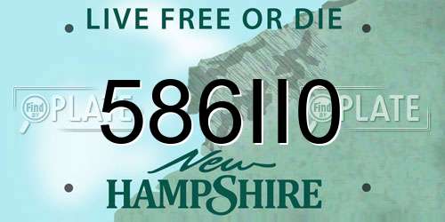 586II0 New Hampshire License Plate