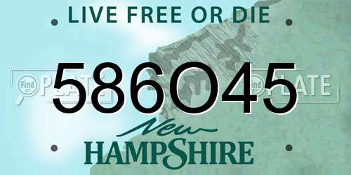 586O45 New Hampshire License Plate
