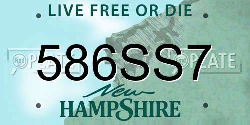 586SS7 New Hampshire License Plate