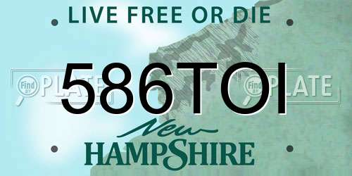 586TOI New Hampshire License Plate