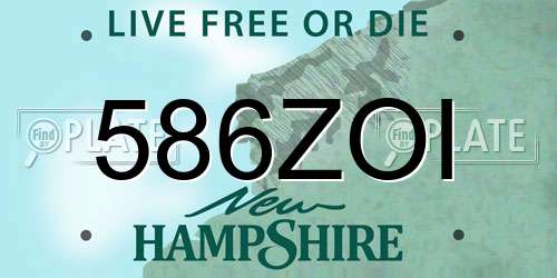 586ZOI New Hampshire License Plate