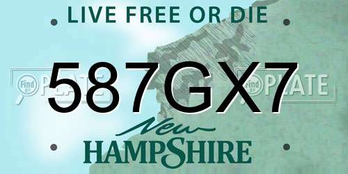587GX7 New Hampshire License Plate