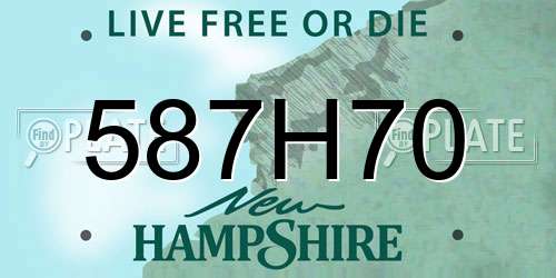 587H70 New Hampshire License Plate