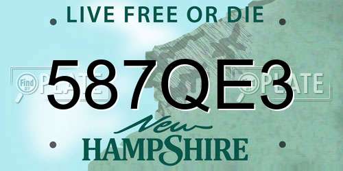 587QE3 New Hampshire License Plate