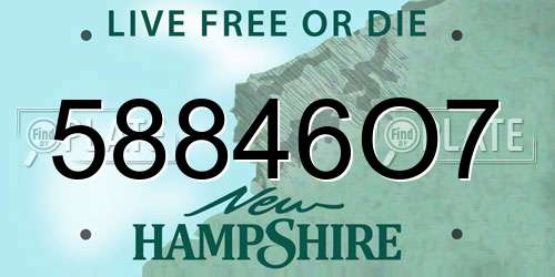 58846O7 New Hampshire License Plate