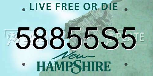 58855S5 New Hampshire License Plate