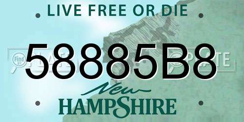 58885B8 New Hampshire License Plate