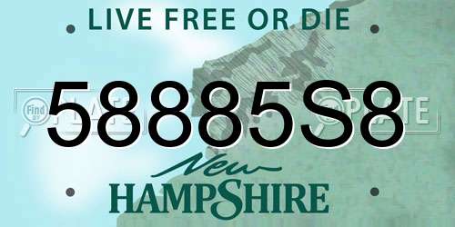 58885S8 New Hampshire License Plate