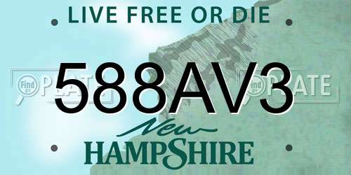588AV3 New Hampshire License Plate