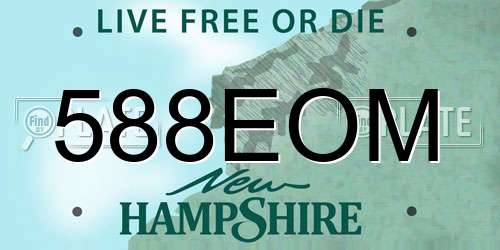 588EOM New Hampshire License Plate
