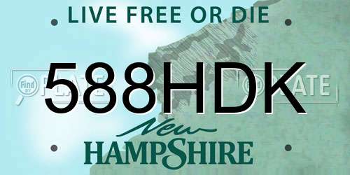 588HDK New Hampshire License Plate