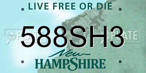 588SH3 New Hampshire License Plate