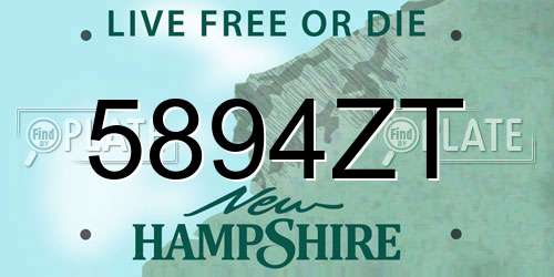 5894ZT New Hampshire License Plate