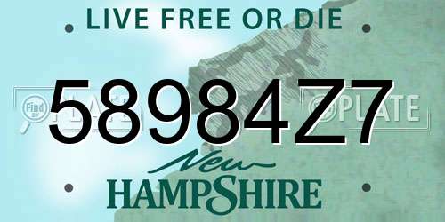 58984Z7 New Hampshire License Plate