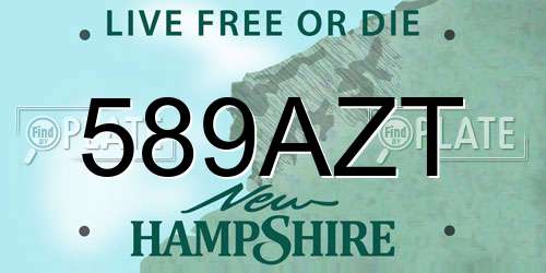 589AZT New Hampshire License Plate