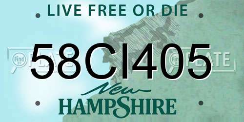 58CI405 New Hampshire License Plate