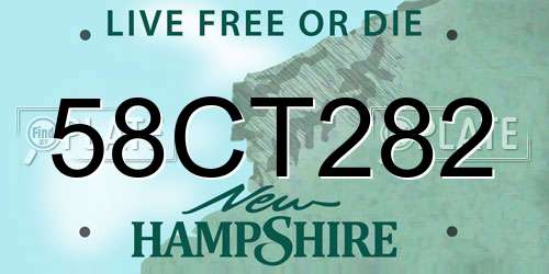 58CT282 New Hampshire License Plate