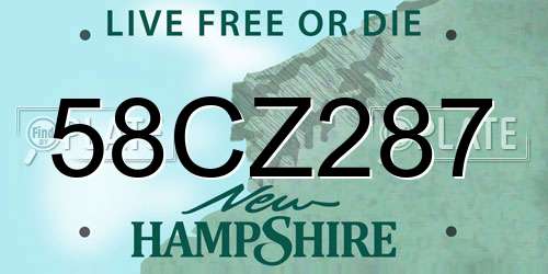 58CZ287 New Hampshire License Plate