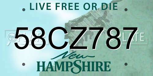 58CZ787 New Hampshire License Plate