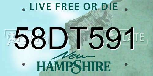 58DT591 New Hampshire License Plate