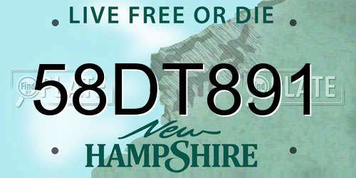 58DT891 New Hampshire License Plate