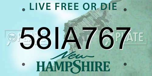58IA767 New Hampshire License Plate