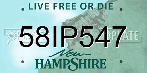 58IP547 New Hampshire License Plate