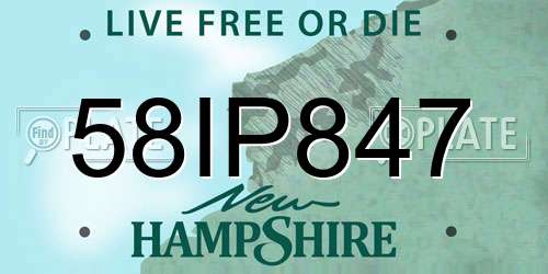 58IP847 New Hampshire License Plate