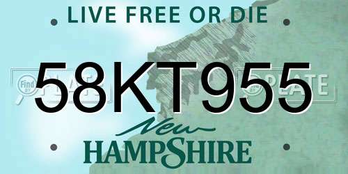 58KT955 New Hampshire License Plate