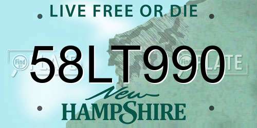 58LT990 New Hampshire License Plate