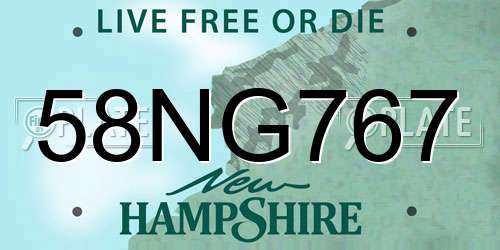 58NG767 New Hampshire License Plate