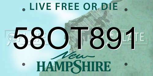 58OT891 New Hampshire License Plate